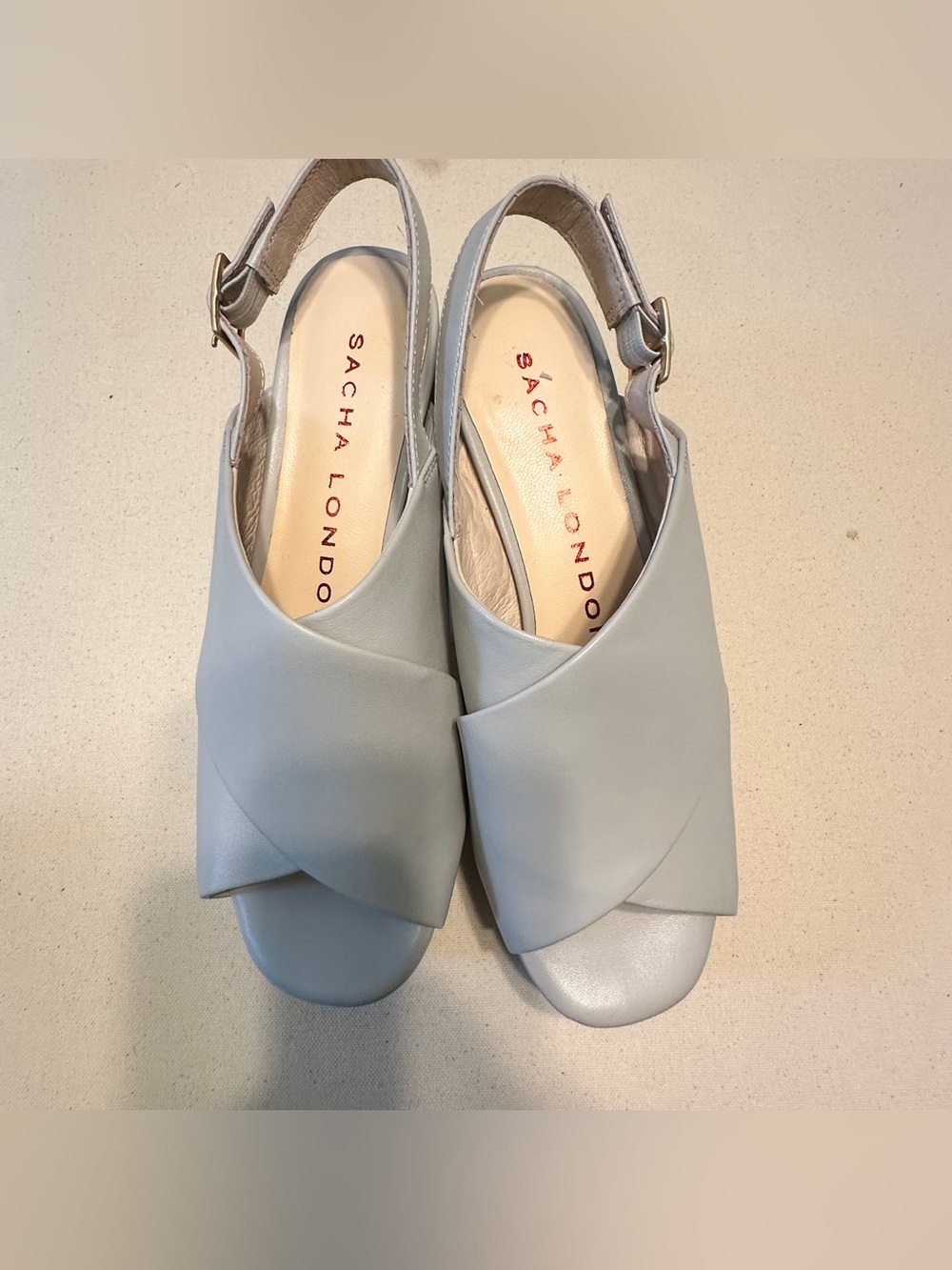 Sacha London Slingback Block Heel Platform Criss Cross Grey size 8.5 - Picture 2 of 5